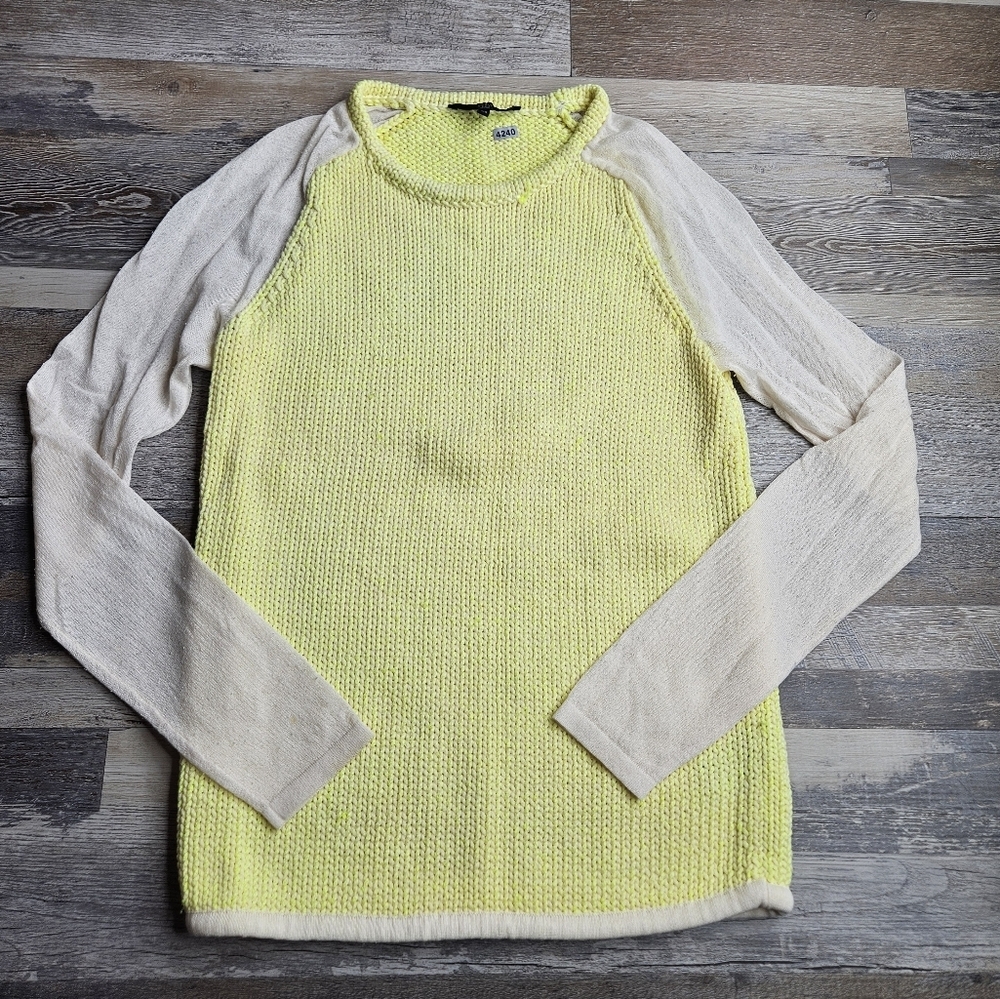 Tibi Sweater Womens XS yellow with Gauze sleeves